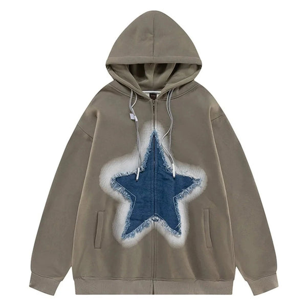 Star Hoodie Vintage Gray