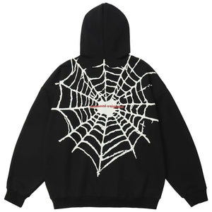 Spider Web Black Zip Up Hoodie