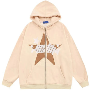 Embroidery Star Zipper Hoodie