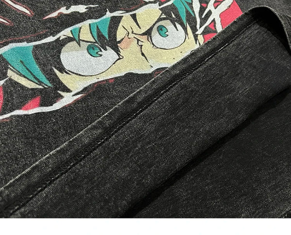 Oversized Anime Black T Shirt