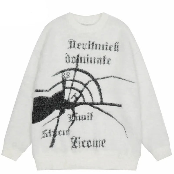 Knit sweater mens streetwear