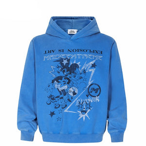 Blue hoodie streetwear