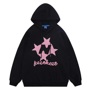 Black Hoodie Embroidered Star