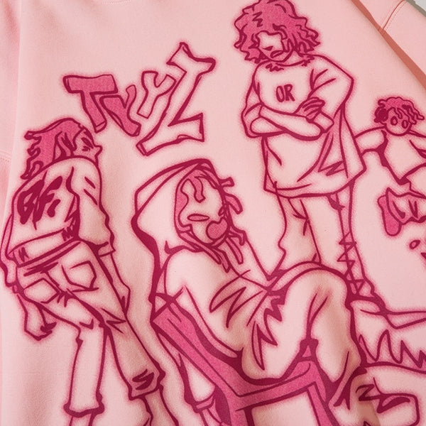 Pink hoodie streetwear