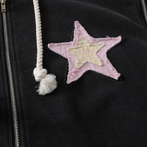 Embroidered Star Zip-up Hoodie