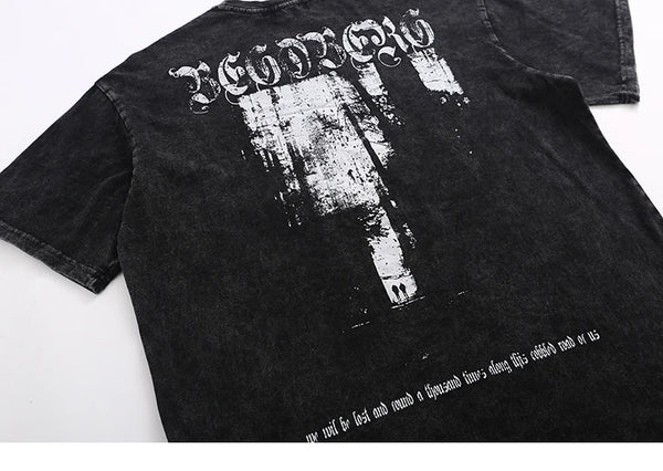 Washed Black Graphic T Shirt