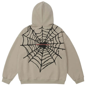 Spider Web Zip Up Hoodie