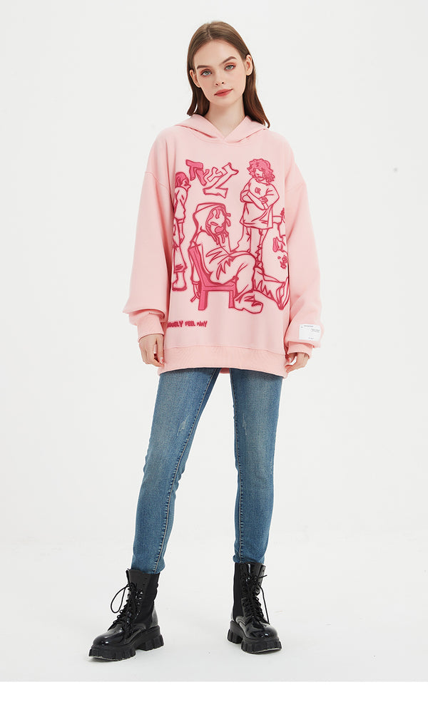 Pink hoodie streetwear