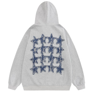 Embroidery Zip Hoodie Star