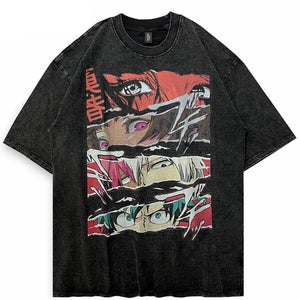 Oversized Anime Black T Shirt