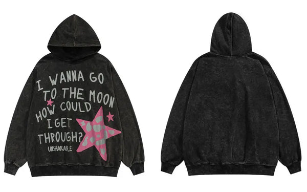 Black Hoodie With Pink Stars