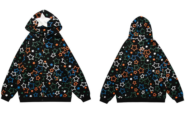 Zip Up Hoodie With Stars