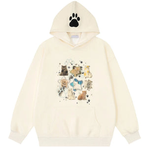 Beige Cat Hoodie Cute