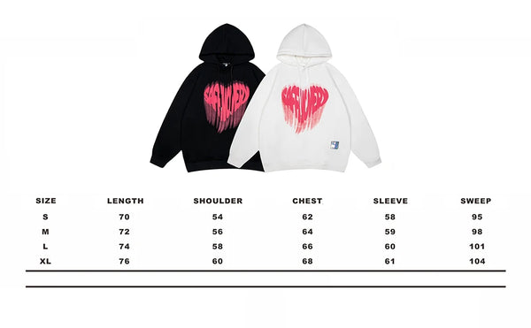 White Heart Print Hoodie