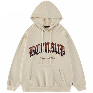 Beige Graphic Hoodie