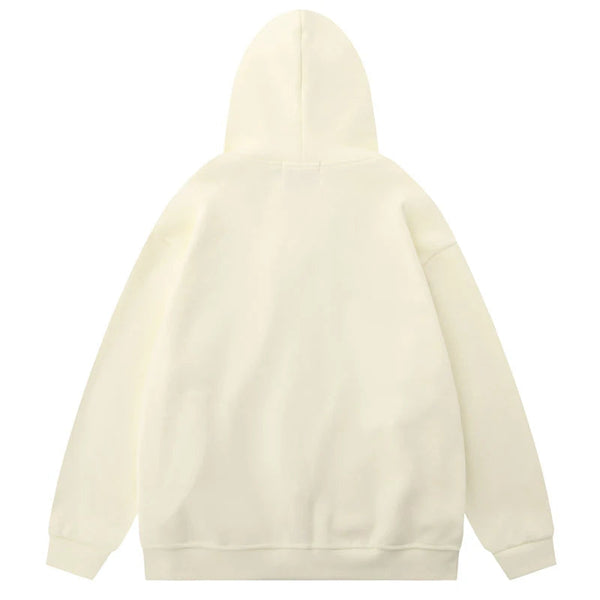 Beige Spider Print Zip Up Hoodie