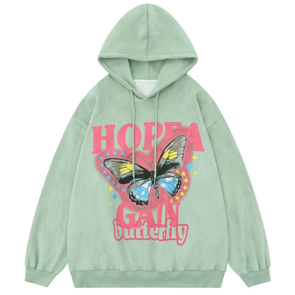 Butterfly Hoodie Green Graphic