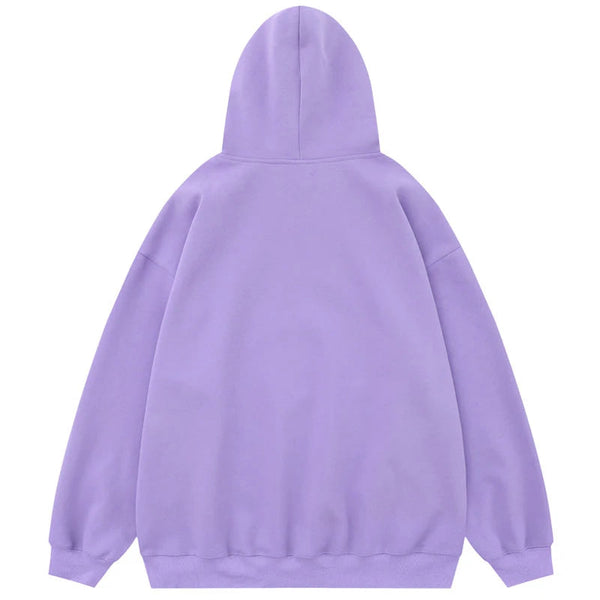 Cats Graphic Hoodie Purple Y2K