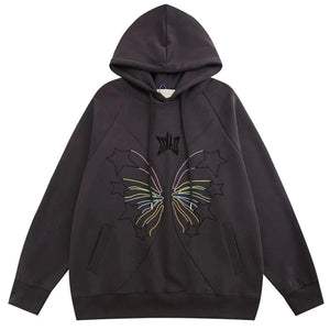Embroidery Star Black Butterfly Hoodie