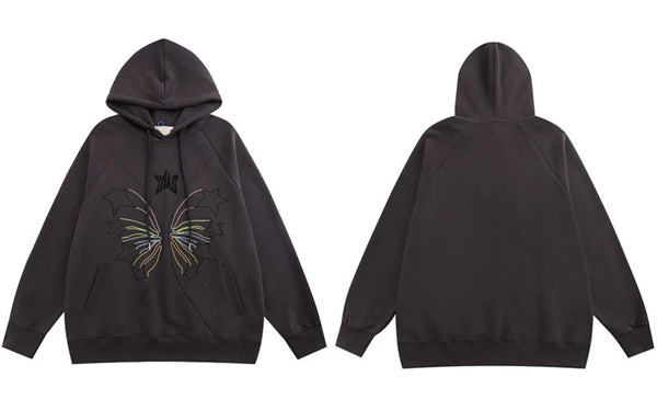 Embroidery Star Black Butterfly Hoodie