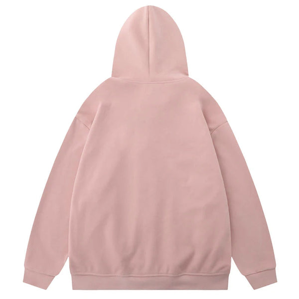 Pink Spider Print Zip Up Hoodie