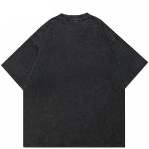 Retro Streetwear Washed Black T-Shirt
