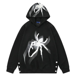 Spider Embroidery Hoodie Black