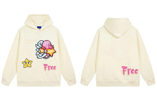 Star Hoodie Beige Graphic Y2K