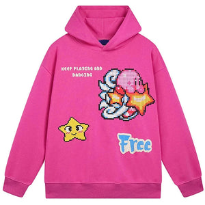 Star Hoodie Pink Graphic Y2K