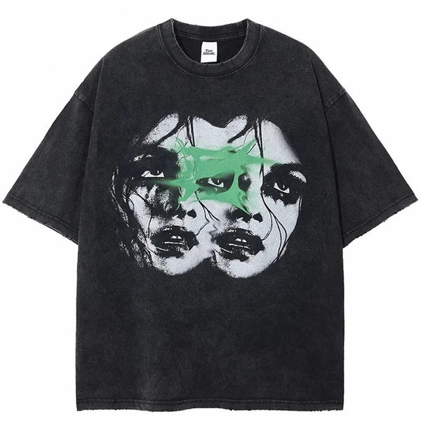Tshirt Washed Black Double Faces