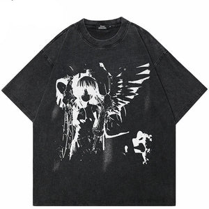 Washed Black T-Shirt Angel Girl