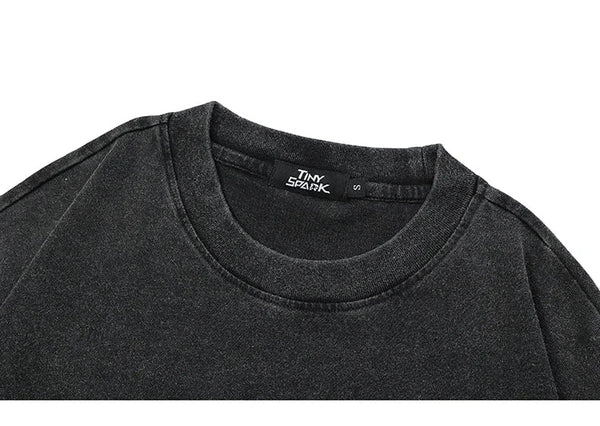 Washed Black T-Shirt Japanese Crane